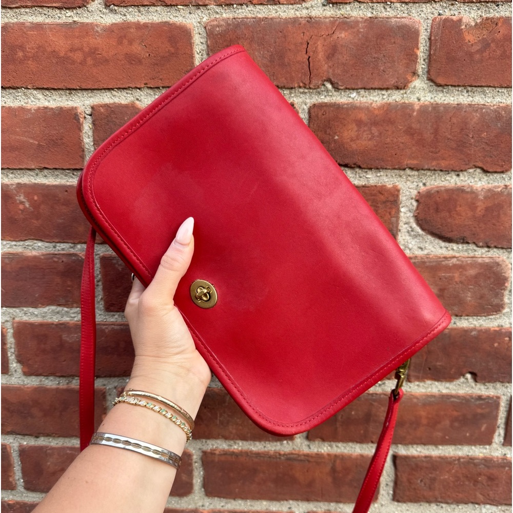 Vintage Coach RARE red genuine leather convertible clutch bag